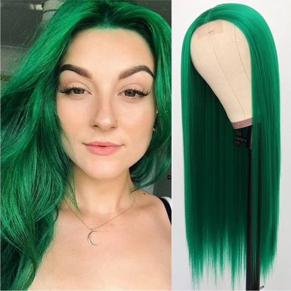 22” Green Straight Non Lace Wig NEW